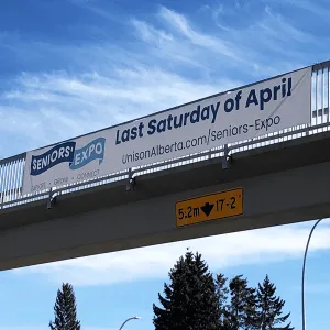 Bridge banners printing in Calgary for roadway advertising